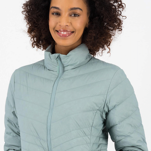Chaqueta Acolchada Ligera para Mujer, Cuello Alto, Cierre de Cremallera, Manga Larga, Color Sólido, Cortavientos - Product Image 5