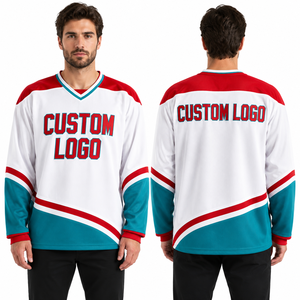 Maillot de hockey sur glace léger personnalisé en gros pour joueurs amateurs, vêtements de gardien de but, protège-coudes, poignets, ourlets, cols, panneaux et tissus - Product Image 2