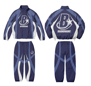 Conjunto Deportivo Unisex con Capucha Negra, Chaqueta con Cierre Completo y Pantalones Blancos, Corte Holgado, Estilo Deportivo Estampado, Ropa de Otoño - Product Image 5