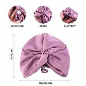 Turban en satin soyeux de haute qualité pour femmes, réglable, multifonctionnel, pour l'extérieur, soin des cheveux, foulard tendance - Product Image 4