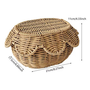 [Oferta 2026] Cesta de picnic de ratán hecha a mano, de material natural tejido, perfecta para guardar frutas y regalos. - Product Image 2