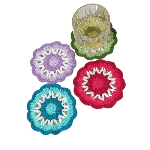 Sous-verre en laine crochetée classique fait main, 5 mm, rond, pour boissons, décoration de table, cadeau écologique, fabriqué au Vietnam - Product Image 3