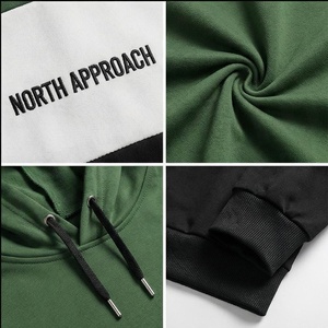 Sweat-shirt à capuche pour homme, color block vert, blanc, noir, coupe classique, décontracté, avec impression sur le devant, logo North Approach, vêtements d'automne - Product Image 4