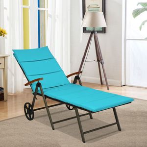 Silla Reclinable Plegable de Mimbre para Exteriores con Marco de Aluminio, Cómoda Silla de Playa Tipo Chaise Longue - Product Image 3