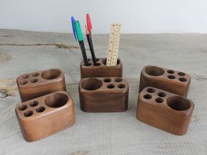 Handcrafted Timber Pen Holder with <b>Smooth</b> Finish Wooden Craft Organizer for Pens <b>Brushes</b> and Tools Vintage Wooden Desk Pen Stand - Product Image 5