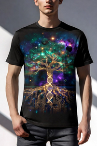 เสื้อยืดแขนสั้นสีดำสำหรับผู้ชาย คอกลม ทรงโอเวอร์ไซส์ สไตล์ลำลอง ผ้าเจอร์ซีย์คอตตอน 100% พิมพ์ลายซิลค์สกรีน น้ำหนัก 220 กรัม ระบายอากาศได้ดี - Product Image 3