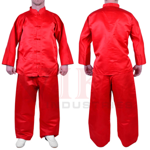 2026 Fournisseur de qualité, logo personnalisé, prix de gros, Tenues de Kung Fu pour hommes en satin rouge vif à manches longues, pour l'entraînement aux arts martiaux - Product Image 4