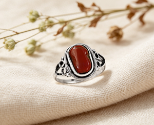 Anillo de Plata de Ley 925 con Gema de Coral Deslumbrante de Art Palace, Joyería Fina de Moda, Accesorio Elegante y Deseable - Product Image 1
