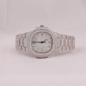 Fully Iced Out Lab Grown VS1 Diamond <b>Watch</b> for Men Luxury Stainless Steel Round Dial Custom Timepiece Jewelry - Product Image 1