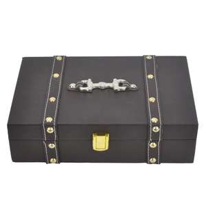 Black Color Natural Buffalo Leather Gift Box Hot Selling Decorative Boxes & <b>Bins</b> OEM Customized Storage Box Multifunction Style - Product Image 1