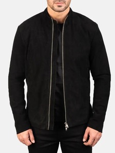 Men's Black <b>Suede</b> <b>Biker</b> <b>Jacket</b> Classic Motorcycle Slim Fit Vintage Rider <b>Jacket</b> - Product Image 1