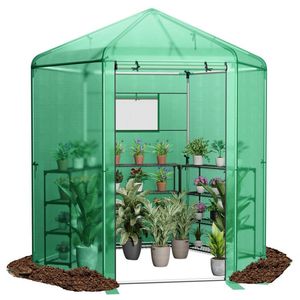 Invernadero Agrícola Hexagonal con Cubierta de PE y Estructura Metálica, Color Verde - Product Image 1