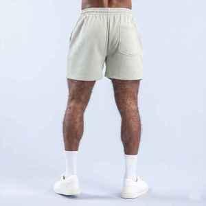 Pantalones Cortos de Algodón Gris Claro para Hombre, Cintura Elástica, Corte Medio, Transpirables, Tejidos - Product Image 4