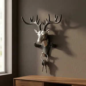 Black Creative Antler Zinc Metal Multifunctional Wall Mount Home Decoration Hook for Key and <b>Towel</b> Organizer - Product Image 6