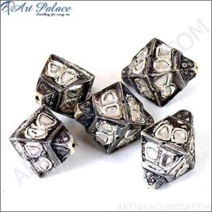 Vente en gros d'entretoises en diamant plaqué or bijoux en argent perles victoriennes faites à la main grosses perles victoriennes - Product Image 1