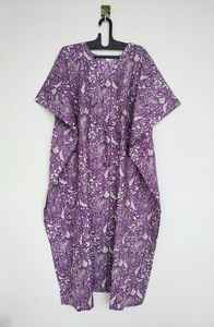 Robe kaftan indienne en coton faite à la main, paréo de plage, robe de festival, robe de chambre bohème, caftan d'été pour femmes - Product Image 5