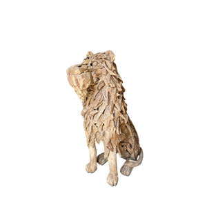 Sculpture de lion en racine de teck artisanale - Décoration animale en bois naturel pour la maison et le bureau - Product Image 2