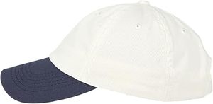 Casquette de baseball blanche avec visière bleu marine, 6 panneaux, en coton, réglable, unisexe, décontractée - Product Image 4