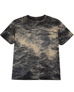 T-shirt en coton délavé noir et beige à manches courtes et col rond, style vintage délavé à l'acide, pour homme, décontracté, streetwear, mode estivale tendance - Product Image 1