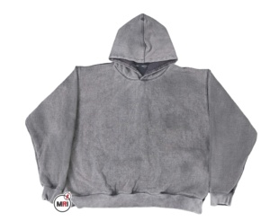 Venta al por mayor de calidad premium 100% algodón polar lavado ácido gris Sudadera con capucha transpirable diseño personalizado streetwear - Product Image 1