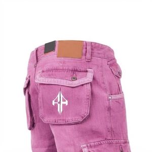 Pantalones Cortos de Mezclilla para Hombre, de Alta Calidad, con Estampado de Serigrafía, Estilo Jeans, de Pierna Ancha, Material Spandex/Poliéster - Product Image 3