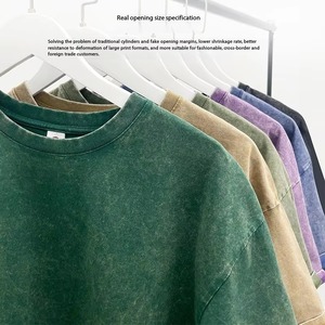 เสื้อยืดผู้ชายสไตล์วินเทจหรูหรา ผ้าฝ้าย 100% คุณภาพสูง โลโก้แบบเรียบง่าย สามารถสั่งทำได้ เสื้อยืดผู้ชายทรงโอเวอร์ไซส์ สีซีดแบบฟอกย้อม - Product Image 2