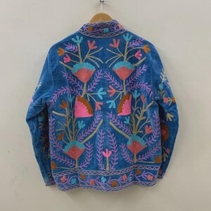 Velvet Floral Suzani Embroidered Jacket Uzbek Folk Festival <b>Coat</b> with Cotton Filling for Bomber Duster Outerwear At Cheap Price - Product Image 2
