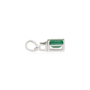Pendentif en argent sterling 925 avec émeraude authentique taille octogonale et diamants, pierre de naissance de mai délicate - Product Image 5