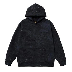 Sweat-shirt à capuche surdimensionné pour homme en molleton avec poche, impression sérigraphique motif étoile noire, vêtement décontracté d'hiver, 180g, séchage rapide - Product Image 2