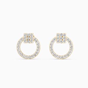Pendientes circulares Celestial con diamantes cultivados en laboratorio de 0.41 quilates en oro amarillo, blanco y rosa de 9 quilates - Product Image 3