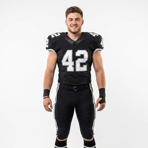 Produit de premier rang, uniformes de football américain, imprimés par sublimation, devant court, respirant, écologique, unisexe, 100% polyester, adultes - Product Image 1