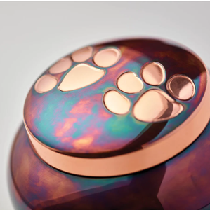 Heart Shaped Pet Cremation <b>Urn</b> with Paw Print Design Rainbow Finish Memorial Ashes Keepsake for Dogs & <b>Cats</b> - Product Image 5