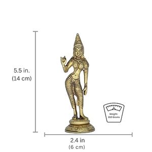 Estatua de Apsara de Latón Indio, Figura Antigua con Espejo, Escultura de Arte Tradicional para Decoración del Hogar, Regalo - Product Image 3