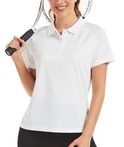 Polo de golf pour femme à manches courtes, en piqué de coton brodé, couleur unie, col à revers, uniforme professionnel de luxe, vente chaude - Product Image 4