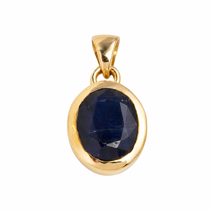 Pendentif ovale en cyanite bleue naturelle, serti de pierres précieuses, avec monture dorée, collier fait main, bijoux minimalistes, cadeau pour elle, femme - Product Image 1