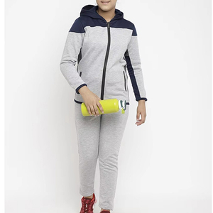 Ensemble de jogging décontracté à capuche de qualité supérieure pour adultes |   Ensemble de survêtement bleu marine contrastant pour l'entraînement et les activités sportives - Product Image 5