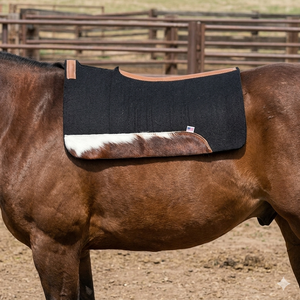 Premium Nonwoven Felt Western Saddle Pad with Cowhide Reinforcement and Genuine <b>Trim</b> for Equestrian Comfort & Style - Product Image 3