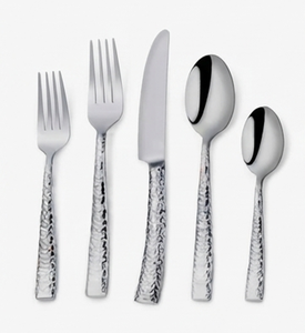 Modern Hammered Finish Stainless Steel Flatware <b>Set</b> Piece Knife Fork Spoon <b>Dinnerware</b> Tableware <b>For</b> Wedding Home Use - Product Image 1