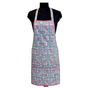 Delantal floral con ribete rosa, tejido, con 1-4 bolsillos, lavable a máquina, para cocinar y uso diario, producto más vendido. - Product Image 3