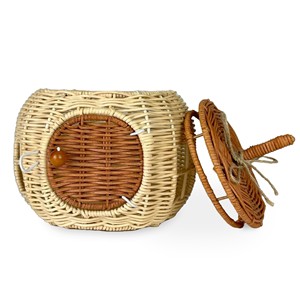 Juguetes para niños, juegos imaginarios y decoración, casa de juegos de madera natural, casas de juegos de ratán tejidas a mano - Product Image 2