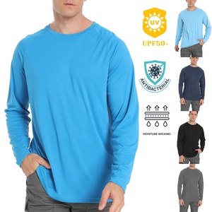 Men's Light Blue Long Sleeve <b>Fishing</b> Shirt UPF 50 Quick Dry Solid Color Pullover Top 100% Polyester Outdoor Wear - Product Image 4