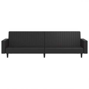 Sofá Cama de 2 Plazas en Cuero Sintético Negro con Madera, Plástico y Espuma, Nueva Categoría de Producto - Product Image 5