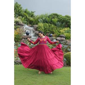 Navratri Special Cotton Gown with Kutchi Gamthi Work for Diwali Occasions - Product Image 5