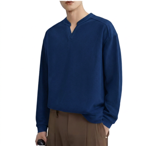 เสื้อสเวตเชิ้ตคอกลมทรงโอเวอร์ไซส์สั่งทำขายส่ง สีพื้น ผ้าถัก แขนยาวทรงปกติ สำหรับผู้ชาย สวมใส่สบายๆ ในฤดูใบไม้ร่วง - Product Image 4