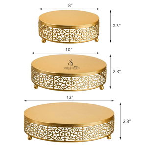 Elegant Design Silver Metal Round <b>Cake</b> Stand Set Of 3 Pieces With Intricate Filigree Details. Perfect For <b>Weddings</b> & Parties - Product Image 3