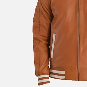 Chaqueta de béisbol de cuero personalizada Alpha Bomber Heavy para hombre, estilo universitario, de cuero genuino, con servicio OEM frontal. - Product Image 4