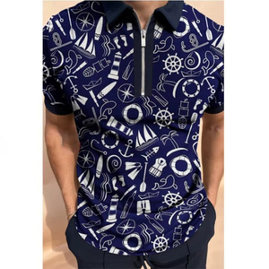 เสื้อเชิ้ตผู้ชายแบบมีซิป ผ้าเจอร์ซีย์คอตตอนเนื้อนุ่ม สไตล์วินเทจลำลอง แขนสั้น ทรงคลาสสิก แฟชั่นสตรีทแวร์ รับผลิตแบบ OEM/ขายส่ง - Product Image 2