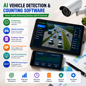 Software Inteligente para Conteo de Vehículos |   Monitoreo de Tráfico con IA para Cámaras IP ONVIF |   OEM Disponible - Product Image 1
