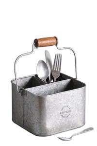 Wholesale Two-Compartment Galvanized Metal <b>Utensils</b> Caddy Storage <b>Rack</b> for Kitchen <b>Utensils</b> Exporter - Product Image 4