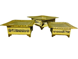 Luxury Gold Metal Square Serving <b>Tray</b> with Stand Decorative <b>Buffet</b> Riser Wedding Centerpiece Display Stand Hotel Catering Food - Product Image 4